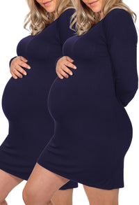 Maternity Bamboo Long Sleeve Relaxed Fit Dress - 2 Pack