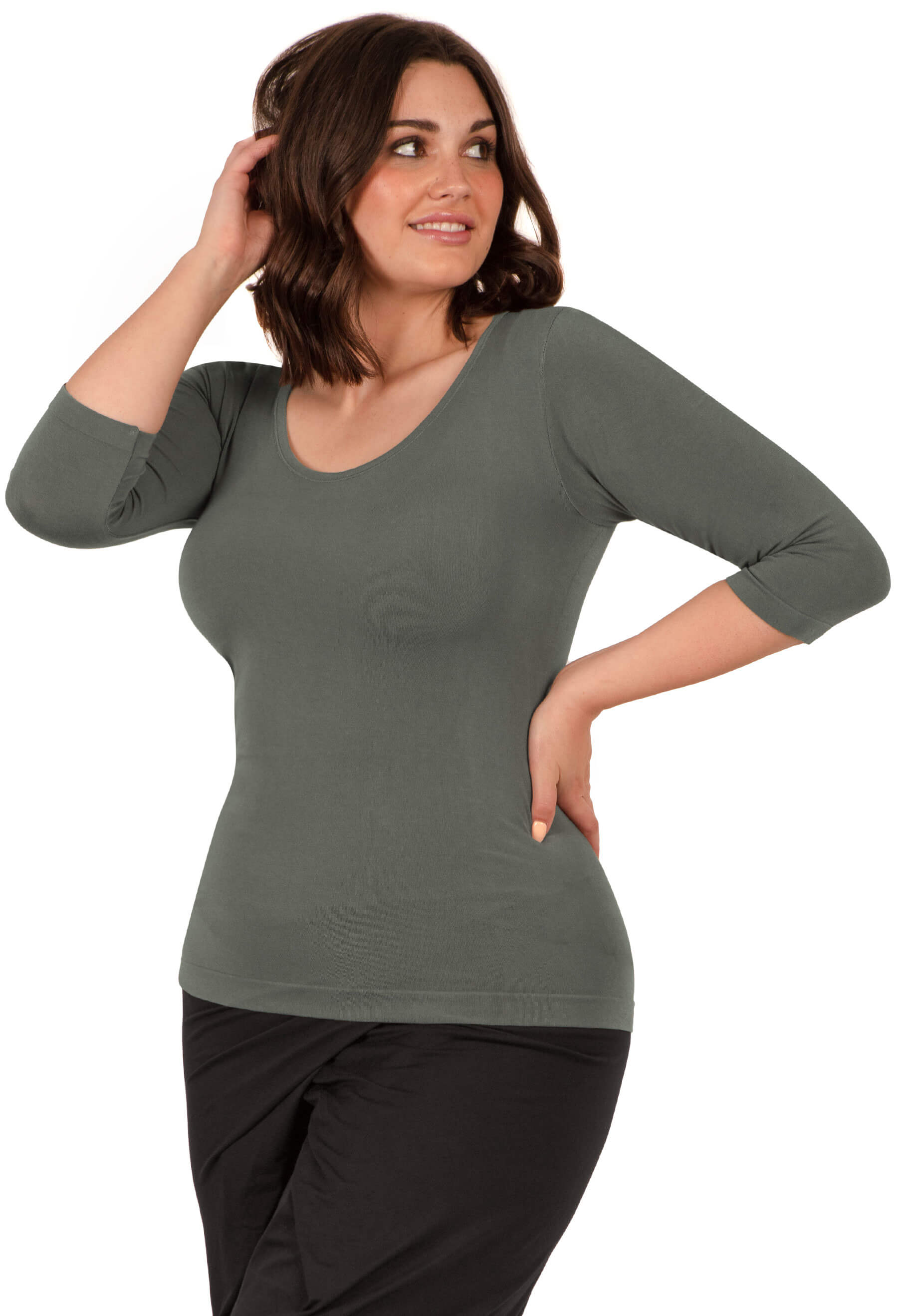 Curvy Bamboo 3/4 Sleeve Top - 3 Pack