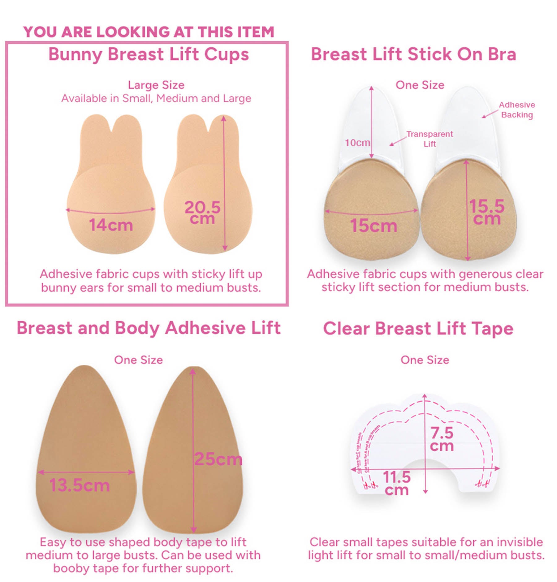 Adhesive Bunny Lift Cups