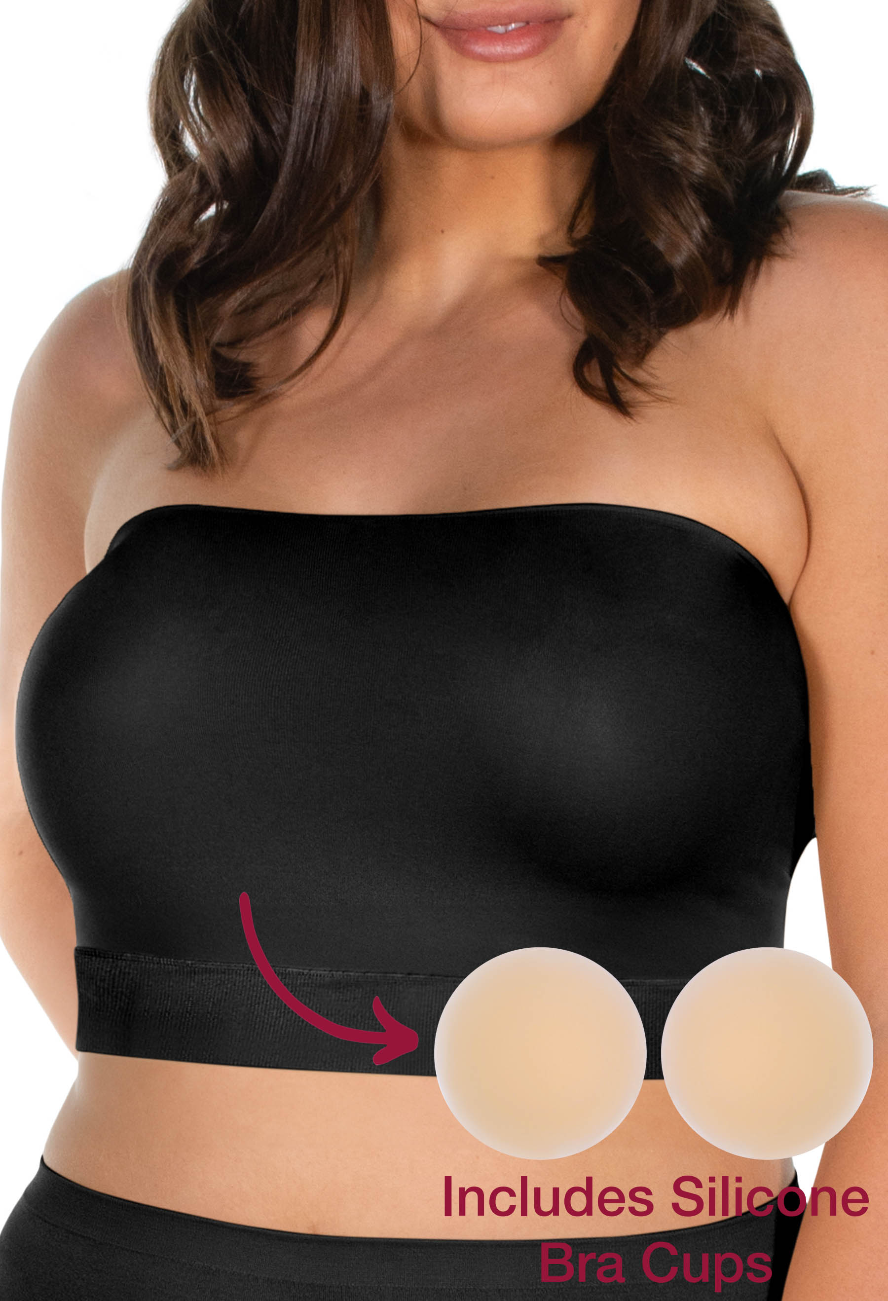 Sleek Bandeau Top with Silicone Bra Pads Set