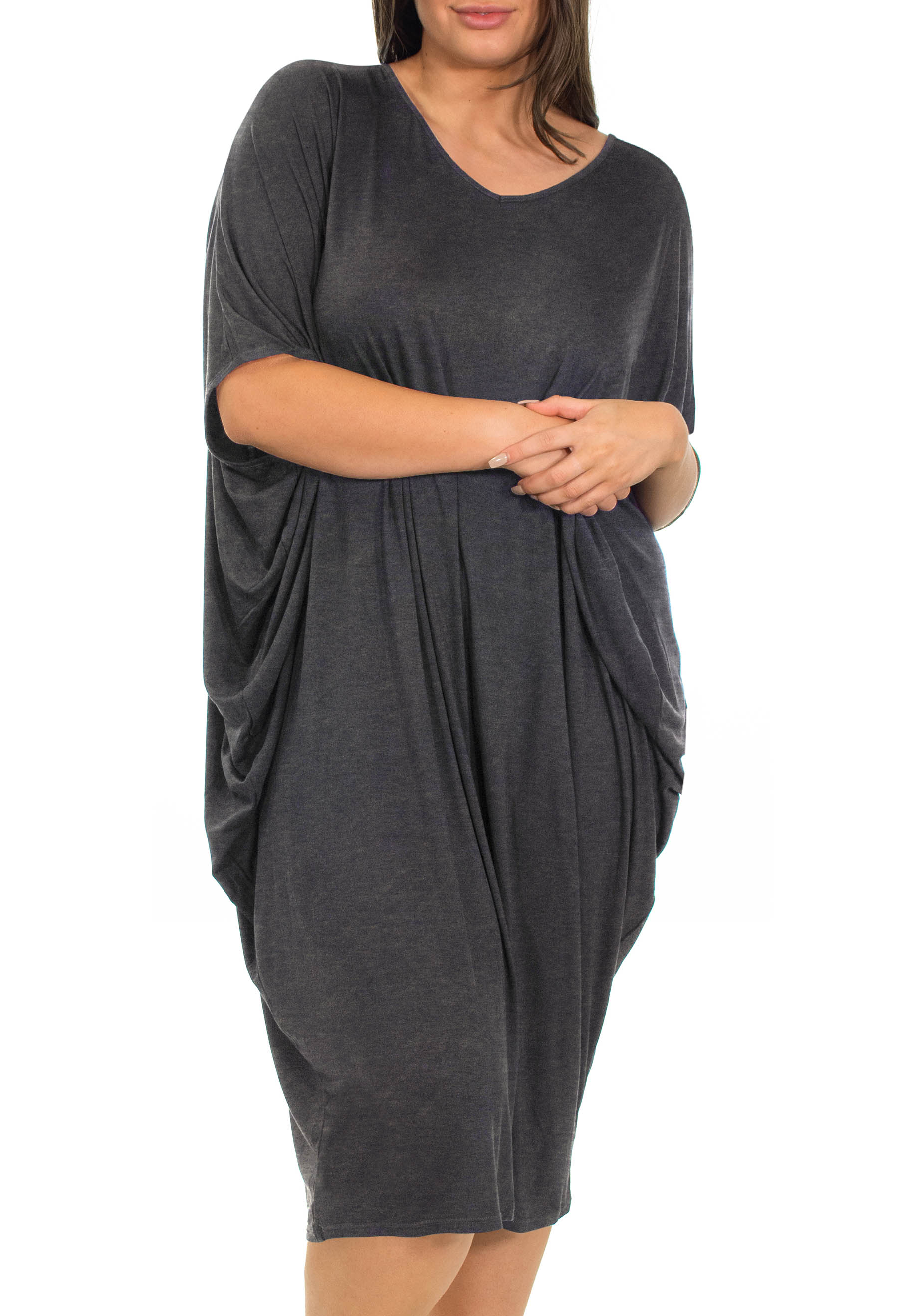 Bamboo V Neck Draped Dress