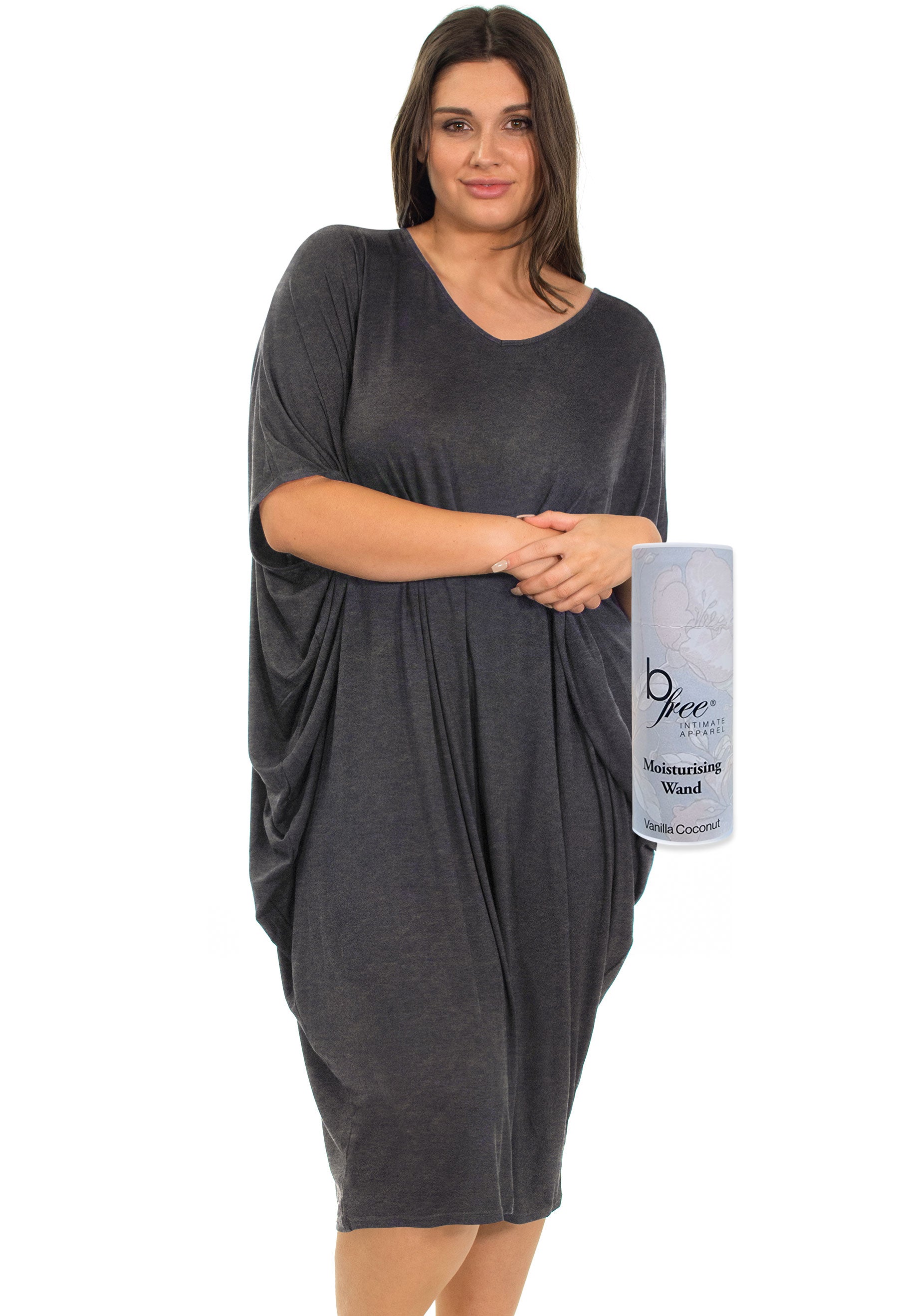 Bamboo V Neck Draped Dress + Vanilla & Coconut Stick Set