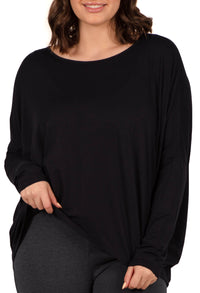 Bamboo Boat Neck Long Sleeve Top