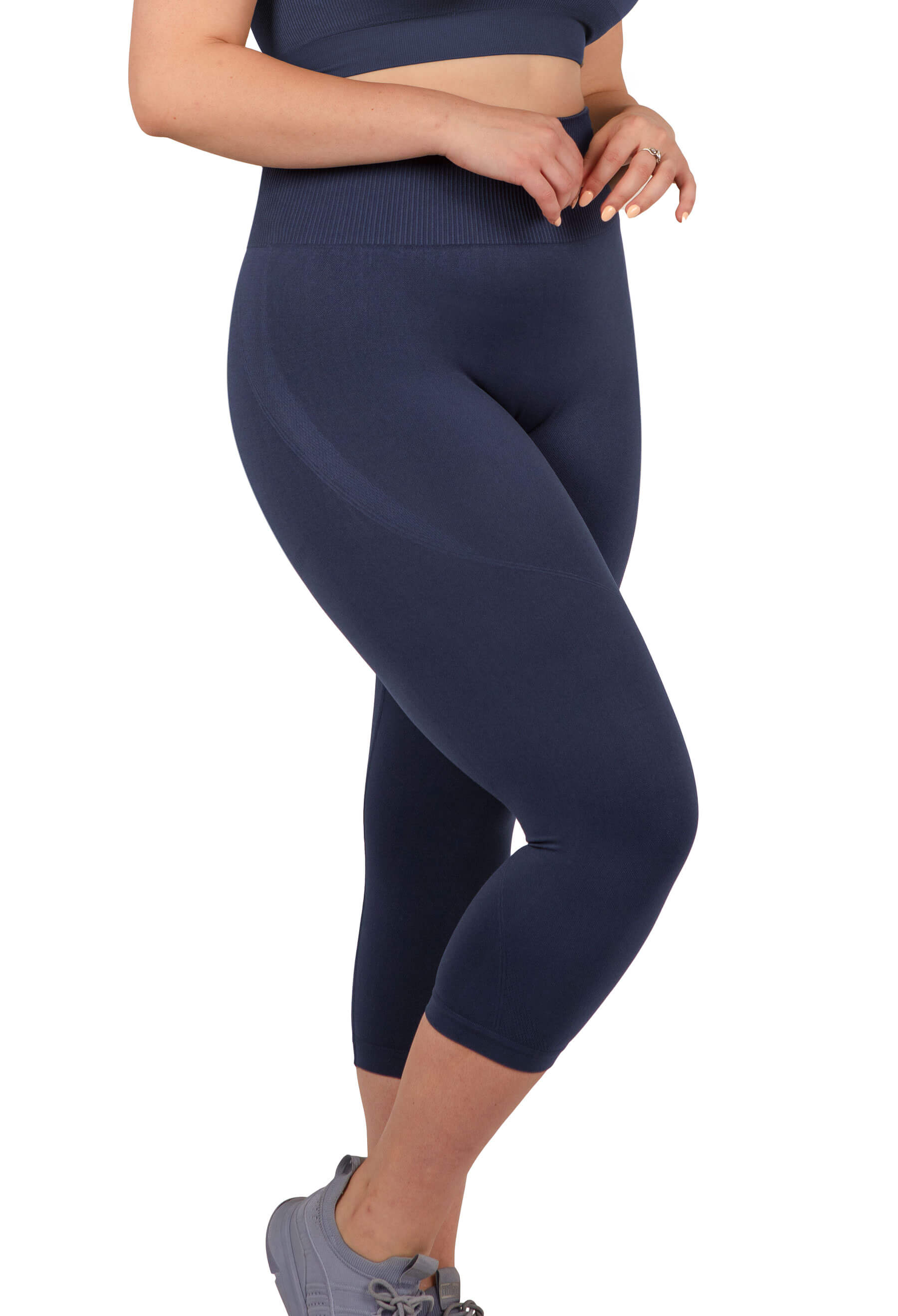 Seamless High Waist 3/4 Capri Leggings - 2 Pack