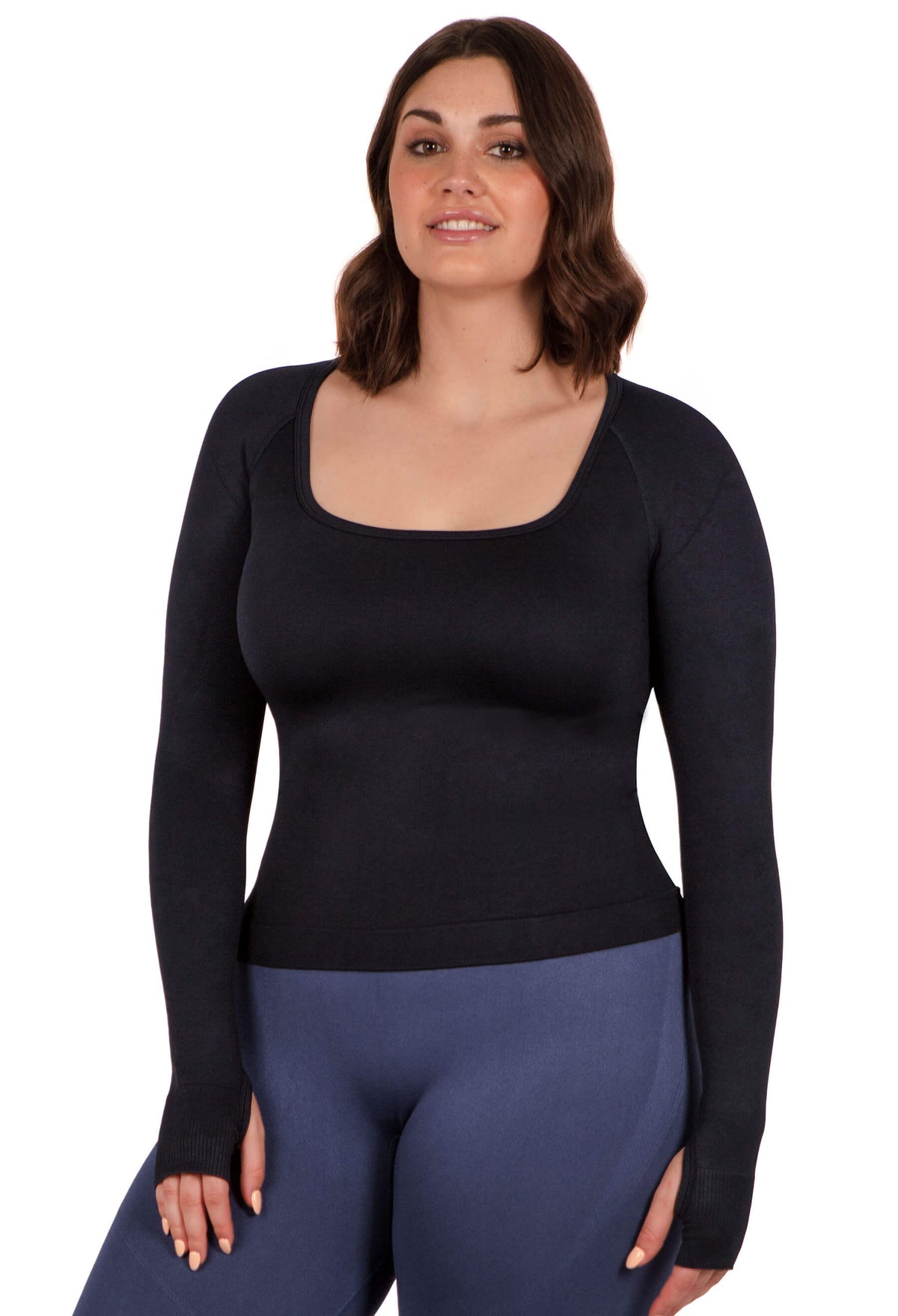 Seamless Square Neck Long Sleeve Thermal Top