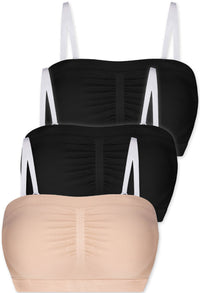 Strapless Support Bandeau with Rib Band - 3 Pack