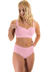 Pink Bamboo Nursing Bra + High Cut Undies Set