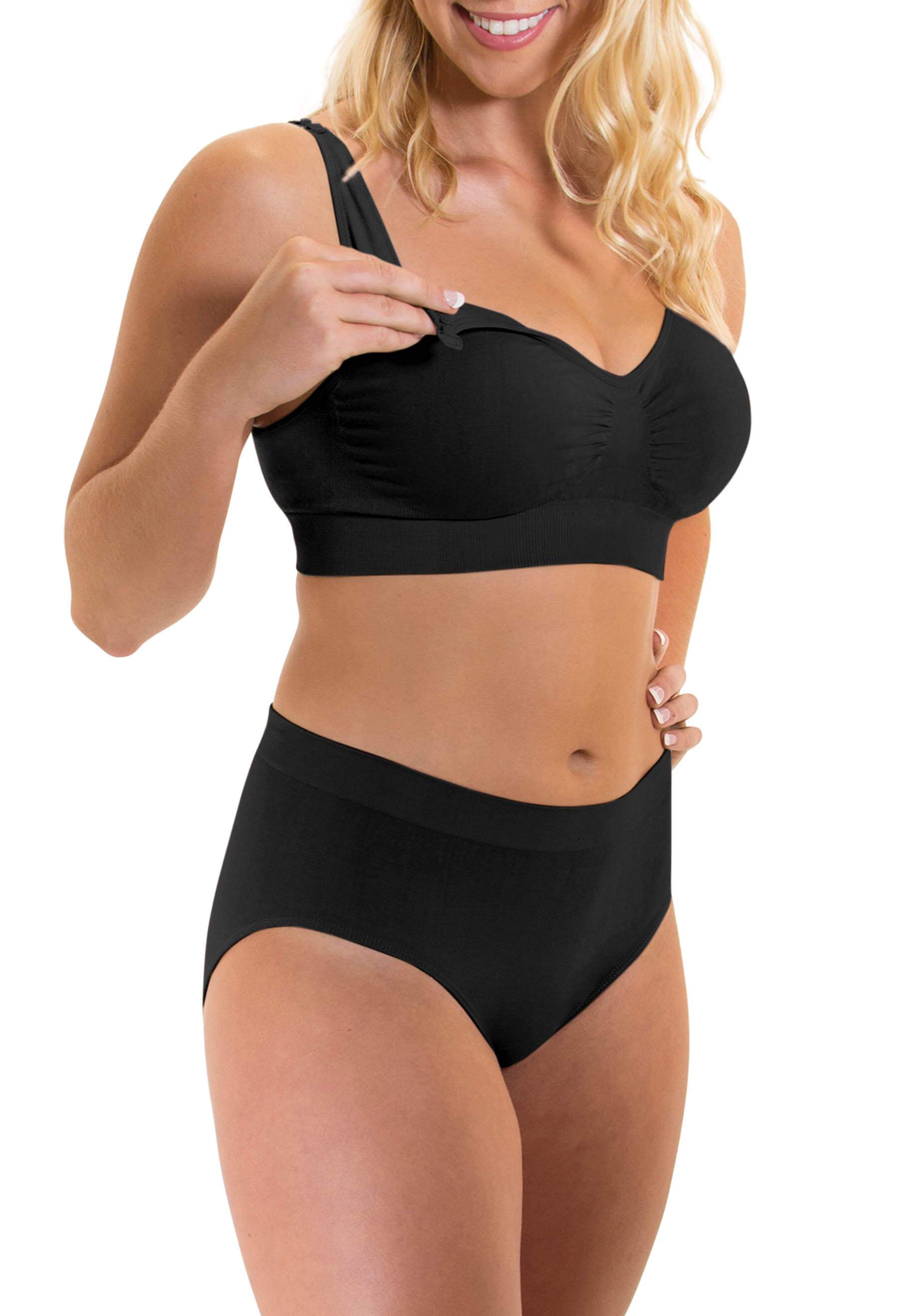 Black Bamboo Nursing Bra + High Cut Undies Set