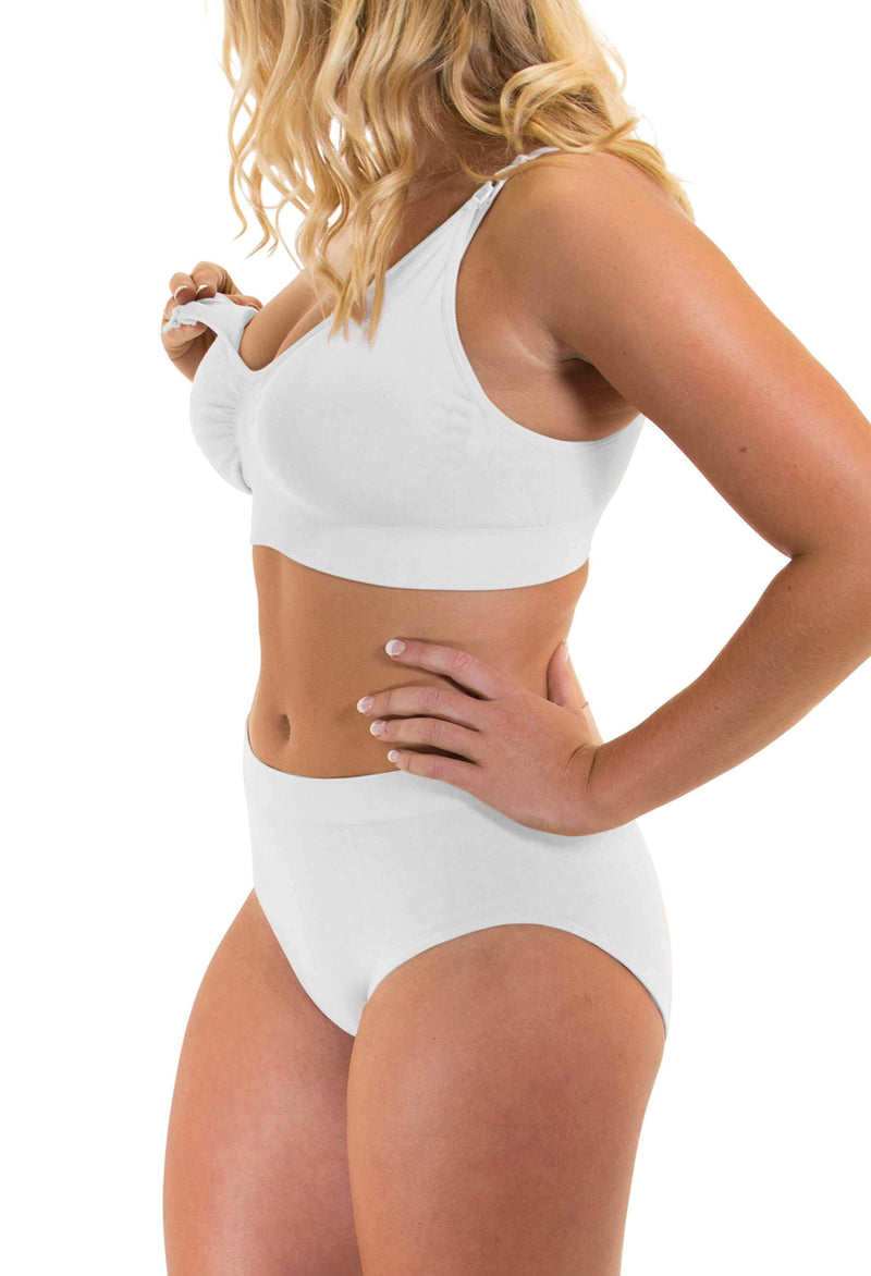 White Bamboo Nursing Bra + High Cut Undies Set