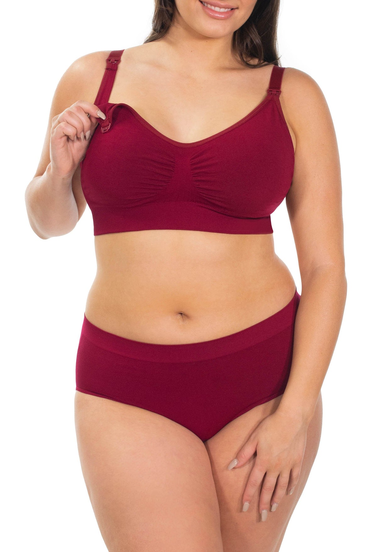 Red Bamboo Nursing Bra + High Cut Undies Set