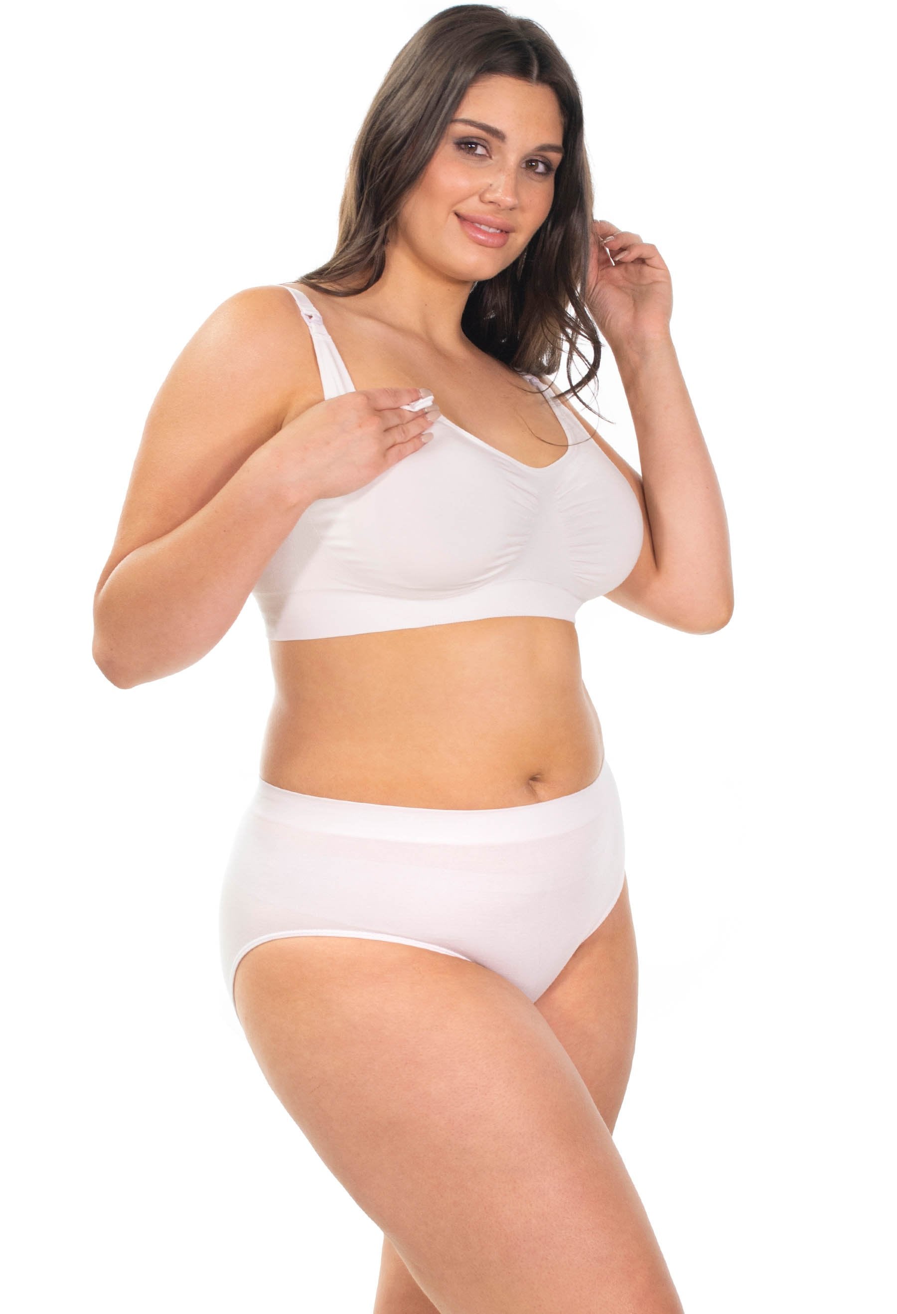 White Bamboo Nursing Bra + High Cut Undies Set