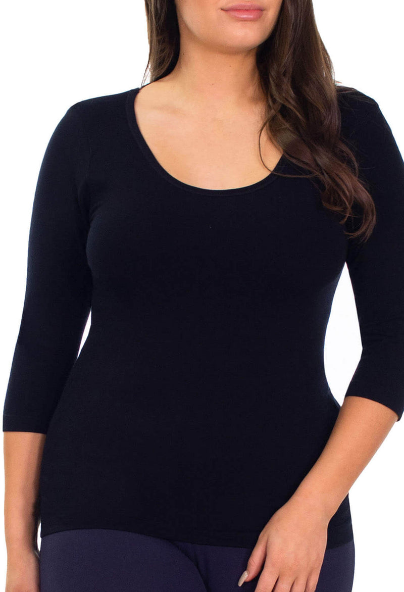 Curvy Bamboo 3/4 Sleeve Top