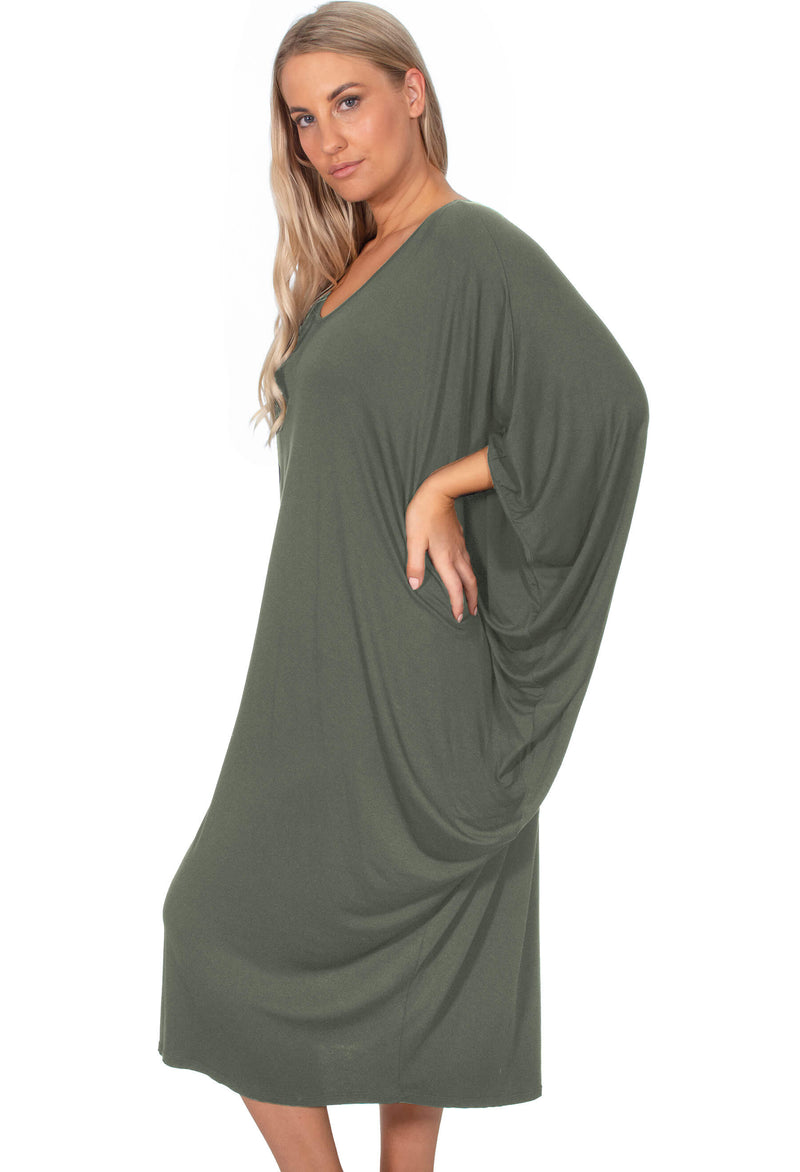 Bamboo V Neck Draped Dress