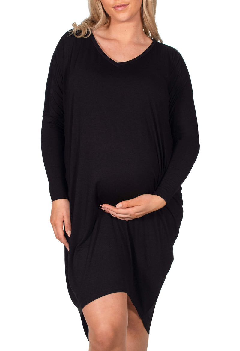 Maternity Bamboo Long Sleeve Tunic Dress - 2 Pack