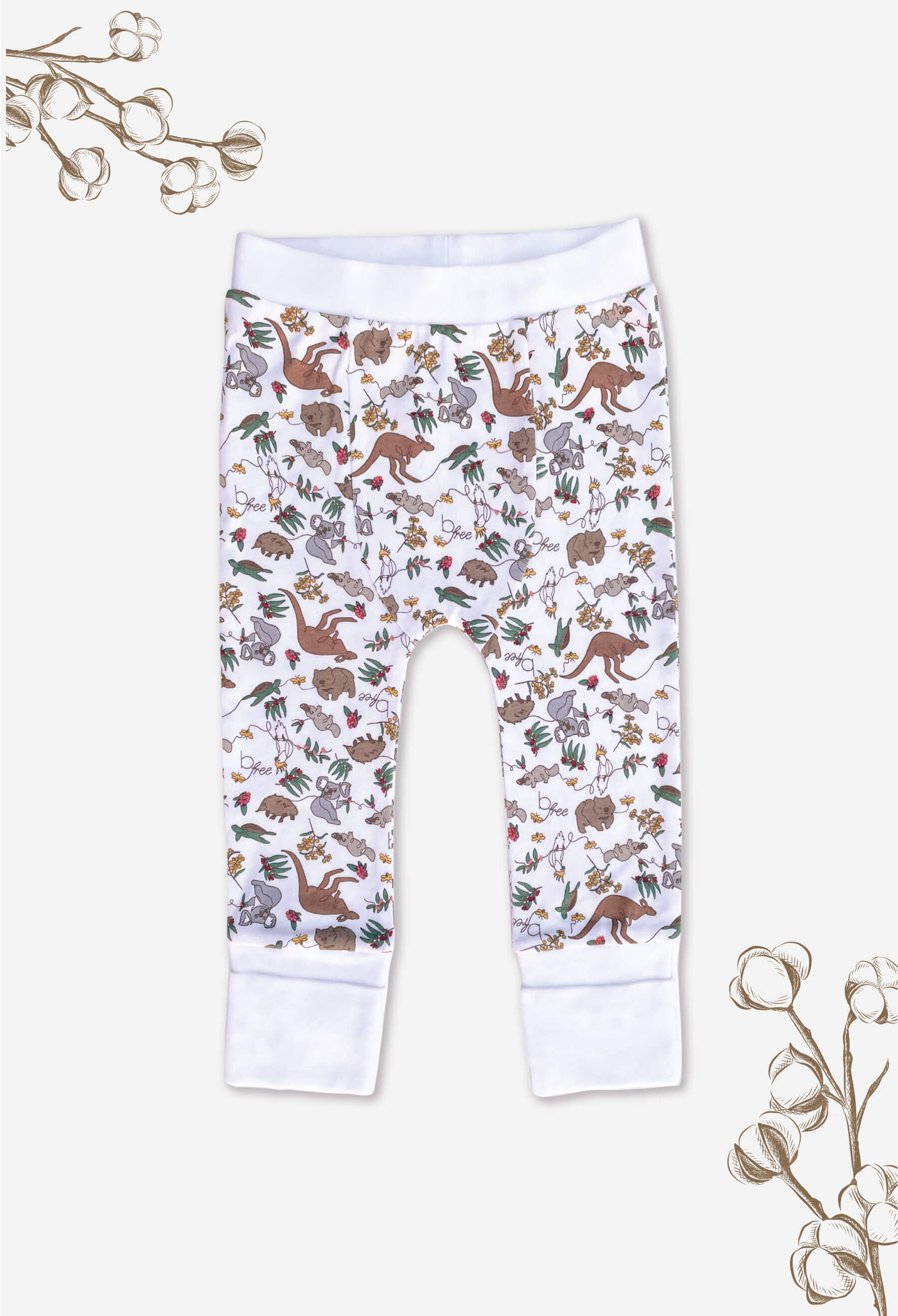 Comfy Baby Pants - 100% Organic Cotton - Native Aussie Animals