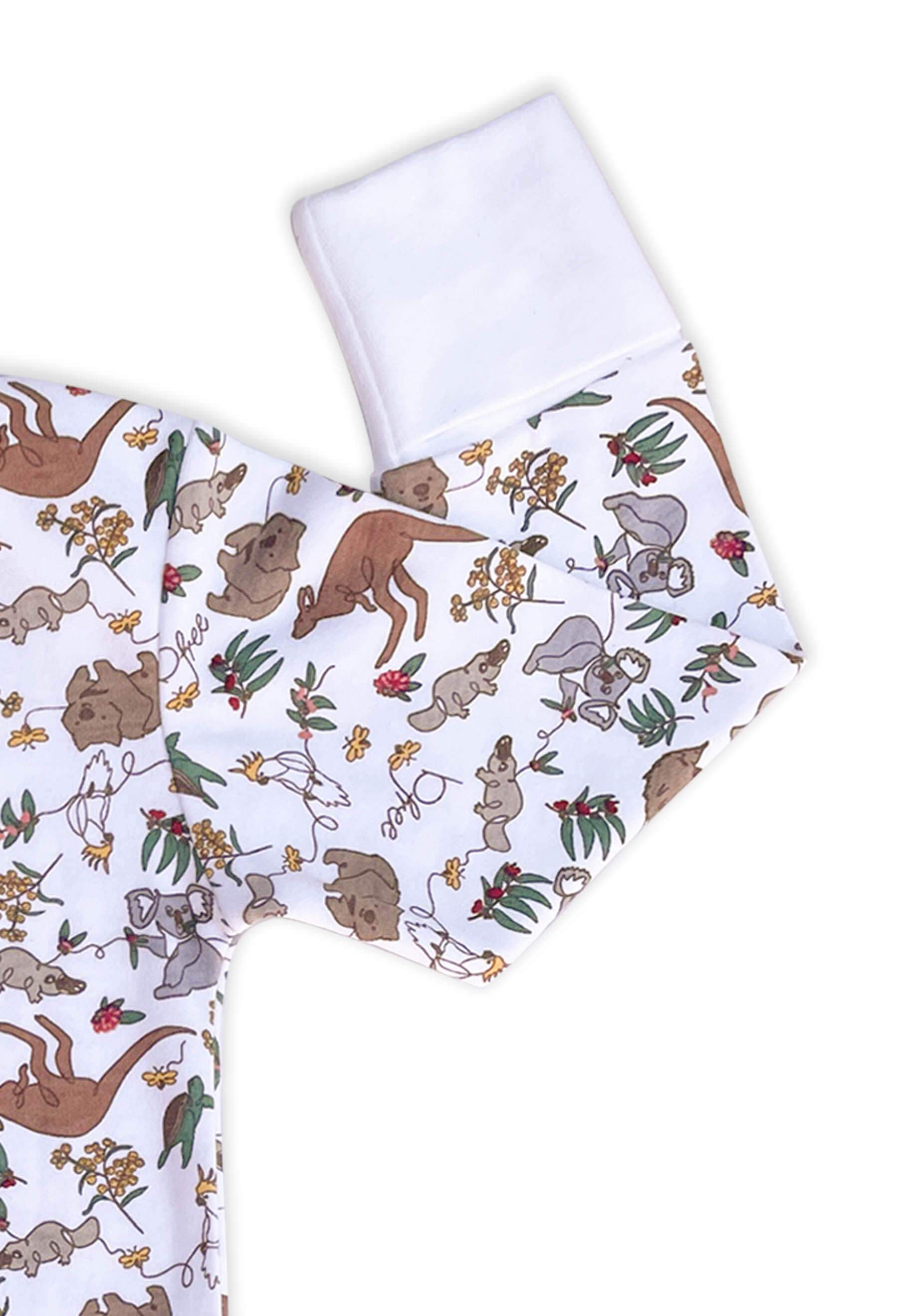 Long Sleeve Baby Bodysuit - 100% Organic Cotton - Native Aussie Animals