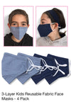 Kids Reusable Fabric Face Masks - 4 Pack