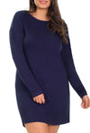 Bamboo Long Sleeve Relaxed Fit Dress - Navy