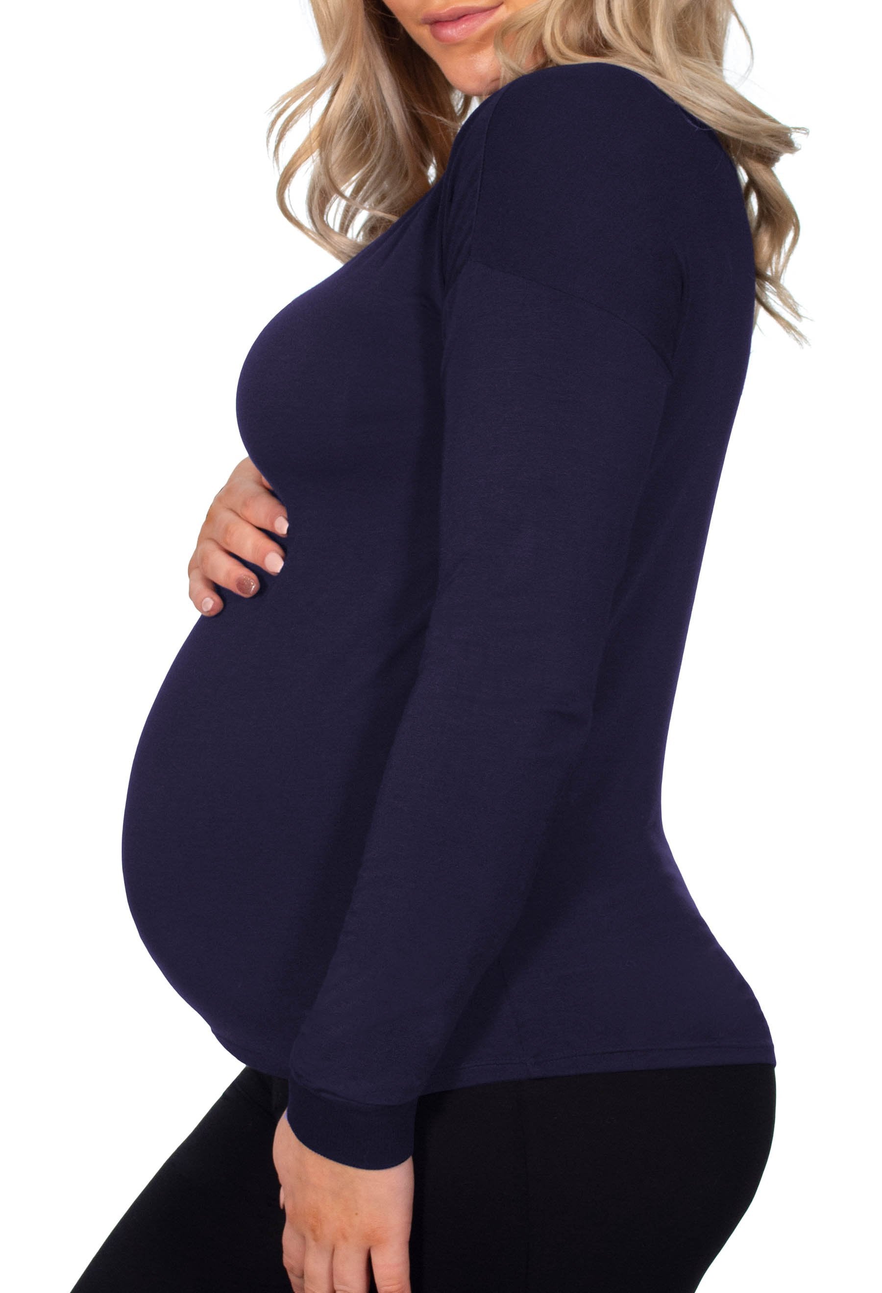 Maternity Bamboo Long Sleeve Relaxed Fit Tee - 2 Pack